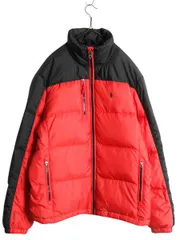 【お得なクーポン配布中!】 ポロ ラルフローレン ダウン ジャケット メンズ M / ナイロン フルジップ ハイネック キルティング ブルゾン ワンポイント 赤 黒 ツートン