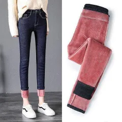 裏起毛 デニムパンツ レディース スキニー ジーンズ スキニー クラッシュ レギパン ハイウエスト ボア 暖かい 厚手 防寒 美脚 秋冬【0807①】