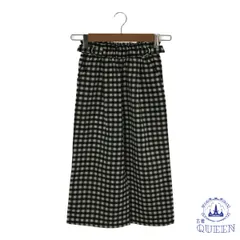 ☆美品☆ GU ジーユー ワイドパンツ ボトムス チェック おしゃれ レディース ブラック 130 901-2368 送料無料 古着