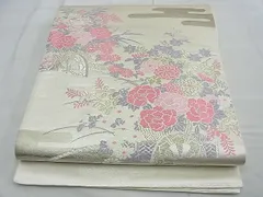 平和屋着物■太鼓柄袋帯　唐織　エ霞花車文　金銀糸　逸品　n-te1476