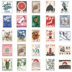 シールステッカー切手花まとめ売り日本動物お洒落レトロモダン可愛い雑貨イラスト人気