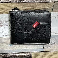 【 新品 送料無料 】W07 メンズ 財布 折り財布 ブラック 黒 小銭入れ カード入れ アメカジ 人気