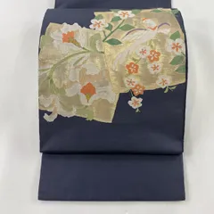 美品★正絹　名古屋帯　花鳥　鳥　花　螺鈿　箔　オフホワイト地に染め　白系　生成り 美品☆正絹 名古屋帯 花鳥 鳥 花 螺鈿 箔 オフホワイト地に染め