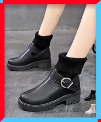 新品 ニットブーツ レディース ソックスブーツ 通勤 通学 黒 ハイカット 疲れにくい ブーティ 【送料無料】