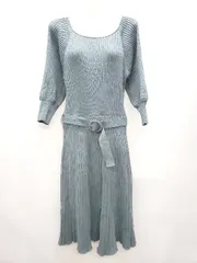 ◇ ◎ PROPORTION BODY DRESSING リブニット 七分袖 膝丈 ワンピース サイズS グリーン系 レディース P  【1406240019168】