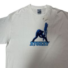 old stussy ギンガムチェック シャツ y2k usa 銀タグ 刺繍 短 VINTAGE) 1990'S MADE IN USA OLD STUSSY NAVY TAG CHECKERED