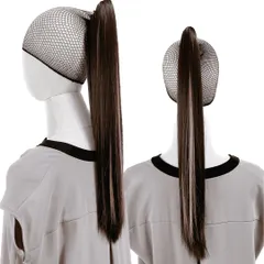 Luce brillare ポニテールウィッグ クリップ ストレート エクステ レディース ウィッグ グラデーション ハイライト ロング 短い 30cm 40cm 50cm 60cm 耐熱 子供 キッズ 髪飾り カラフ [ダークブラウン/ピンク] [50cm]