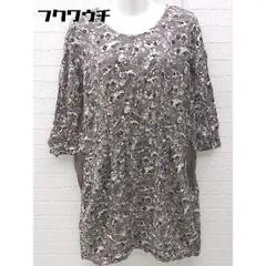 ◇ niko and... ニコアンド 総柄 八分袖 膝丈 ワンピース グレー レディース 【中古】 【1002801466534】