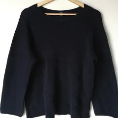 ユニクロ 3Dコットンリブボートネックセーター レディース XL ネイビー 2741202510140034