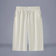 種類7：5XL/E：カーキ メンズ ファッション 服 男性用 オシャレ シンプル 大人 かっこいい 大きいサイズ ストリート 紳士服 春 ストレート ラミー クロップド パンツ 薄手 通気性 コットンリネン カジュアル パンツ リネン