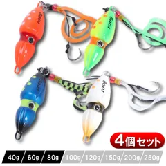 【選べる8サイズ】タイラバオモック4個セット フック ネクタイ スライダー付 40 60 80g イカ型 ビンビンスイッチ代用