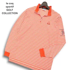 le coq sportif GOLF ルコック ゴルフ 通年 ロゴ刺繍★ 長袖 ボーダー ハーフジップ ポロシャツ Sz.LL メンズ 大きいサイズ