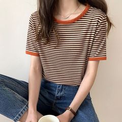 配色パイピングカットソーボーダーTシャツ
