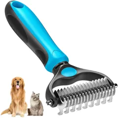 【在庫セール】ペットグルーミングブラシ、犬 ブラシ ARTMOONIN 猫 ブラシ犬と猫用の両面シェディングとデマットアンダーコートレーキコーム、マットともつれを取り除くための犬グルーミングレーキツール、エクストラワイド、安全、効果的、快適 猫 毛取り