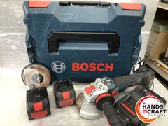 ▼【中古品】ボッシュ ディスクグラインダ バッテリー×2、充電器、ケース付き GWX18v-10SC BOSH