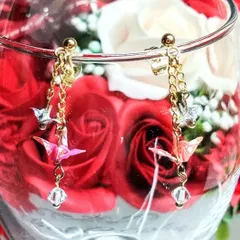 極小ミニ折鶴ピアス  妙雅　友禅和紙 Japanesestyle