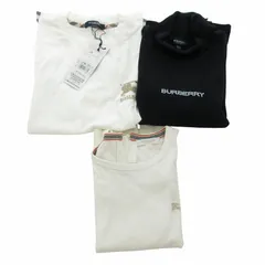 バーバリー ロンドン BURBERRY LONDON 3点セット リブニット Tシャツ 半袖 タートルネック ビジュー ロゴ刺繍 150A 白 黒 /JS ■GY14