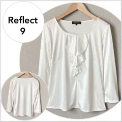 【美品♪】Reflect　ストレッチサテン胸フリルブラウス M 長袖　ブラウス B233のサムネイル
