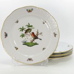 ヘレンド プレート■ロスチャイルドバード ディナープレート 25.5cm 大皿 洋食器 鳥 蝶 5枚セット 1級品 HEREND