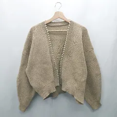 ◇ ⊇ titivate ティティベイト パール 長袖 ニットカーディガン サイズM ベージュ レディース E  【1412090047527】