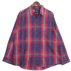 80's 90's ラングラー チェック柄 長袖コットン混紡シャツ メンズUS-XXL レッドベース系 hsc-0064n