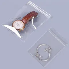 60枚入 2種サイズ（8x12+10x15）cm ジュエリー袋 pvc 60枚セット 2種サイズ (8x12cm+10x15cm) ジュエリーポーチ 透明 パッキング ビニール チャック付き 密封 抗酸化 変色防止 アクセサリー 袋 ジップ クリア ジッパー付