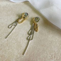 ピアス 両耳用 チェーンピアス ロングピアス ミックスカラー 個性的 チタンポスト 真鍮 鉄 ベネチアンチェーン カジュアル レディース ジュエリー 大人 大人かわいい デイリー 上品 韓国アクセサリー 361p シースキー【seasukii】