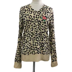 ロデオクラウンズワイドボウル RODEO CROWNS WIDE BOWL RCWB セーター ニット プルオーバー Vネック アニマル柄 プリント ロゴ 長袖 FREE ベージュ 黒 ブラック