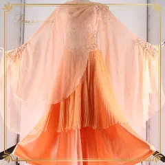 社交ダンス 衣装 スタンダード ドレス ワンピース スタンダードドレス フロート プリーツ ピンク系 レース dance fashion サーモンピンク系 エレガント 上品 プリーツドレス ダンスパフォーマンス 衣装 ワンピースドレス 踊りやすい ステージ用