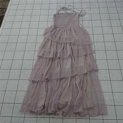 ◇ 未使用 ⊂ NICE CLAUP ナイスクラップ ギャザー 膝下丈 ワンピース サイズF くすみピンク系 レディース E  【1509180004666】