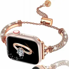 Apple Watch バンド きらきら 41mm 40mm 38mm 可愛い 飾りベルト ダイヤモンド付き（ローズゴールド）