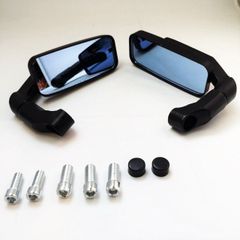 バイク用 バレン スクエアー ミラー ローポジション 角度自在 正ネジ逆ネジ変換ボルト5種（ブラック