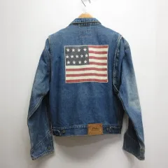 ラルフローレン RALPH LAUREN COUNTRY カントリー デニム ジャケット M ブルー バック星条旗 Gジャン ジージャン RN67635 ☆AA★のサムネイル
