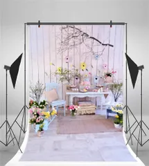 撮影背景 誕生日1m x 1.5m 布背景 ドール 背景布 Qinunipoto 影 背景ボード 背景紙 撮影用背景布 美しい花 カラフルな巣箱 白いスツール 供の写真 実家写真館 写真背景布 ビニール 撮影布