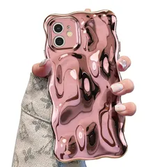 UEEBAI 対応 iPhone 11 用の ケース ウェーブデザイン スマホケース 可愛い 人気 おしゃれ ケース 薄型 軽量 グリッター 光沢カバー 耐衝撃 波型 バンパー スマホケース - ローズゴールド 0