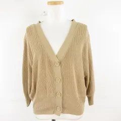 レトロガール RETRO GIRL ニットカーディガン 七分袖 ベージュ M *A938
