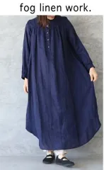 fog linen work フォグリネンワーク  サラ ワンピース ブルーインディゴ19s-lwa361-91
