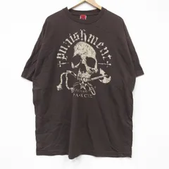 XL/古着 半袖 ビンテージ Tシャツ メンズ 00s スカル 大きいサイズ コットン クルーネック こげ茶 ブラウン 25sep09 中古