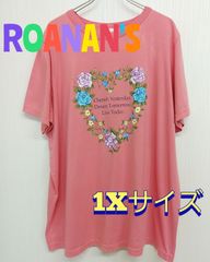 ROAMAN's 　ローマンズ　ピンク　Ｔシャツ　1X　コットン60％　ポリエステル40％　古着