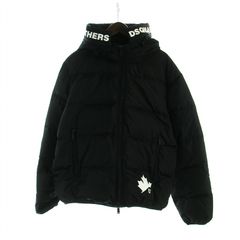 ディースクエアード DSQUARED2 ダウンジャケット ロゴ フード付き ジップアップ 長袖 48 M 黒 ブラック S74AM1129 ■GY18 /MQ