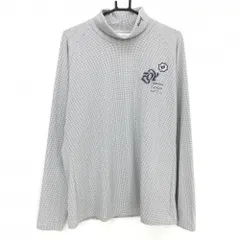 【超美品】ゾーイ 長袖ハイネックシャツ 白×グレー 総柄 ロゴ刺しゅう メンズ 3(L) ゴルフウェア ZOY