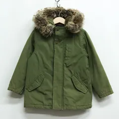 グローバルワーク モッズコート ファー付き ジャンパー アウター キッズ 男の子用 Lサイズ カーキ GLOBAL WORK 【中古】