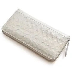 パイソン革ラウンドファスナーロングウォレット 1671P ホワイト /蛇革長財布/金運/開運/男女兼用