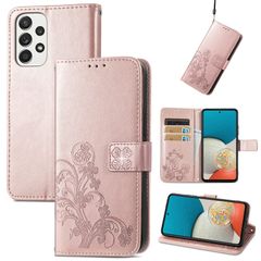 【人気商品】ノートブック型携帯電話保護カバー多機能携帯電話ホルスター財布携帯電話ホルダーバンプパターンテクスチャ耐久性摩擦耐性携帯電話ケース男性と女性に適した多色オプション 手帳型 ケース SCG15 SC-53C (四つ葉のクローバーローズゴールド) 5G 