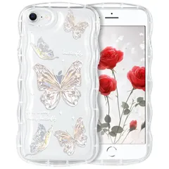 【特価セール】耐衝撃 スマホケース おしゃれ 携帯カバー 人気 薄くて軽い かわいい 16e 16e 透明 用 用 TPUソフト クリアケース ウェーブ ちょう 可愛い (iPhone クリア ケース 16eクリア） iPhone MutzF