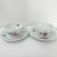 Richard Ginori　リチャードジノリ　フラワーブーケ　カップ＆ソーサー　2客セット　お240630-4