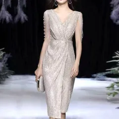 スパンコールの煌びやかな イブニングドレス?.?