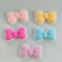 パステルカラー、リボンのカボション　5個