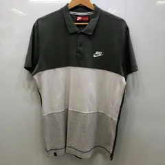 NIKE ナイキ グラデーションカラー 半袖 ポロシャツ ワンポイント刺繡 オーバーサイズ ビッグシルエット XLサイズ グレー ホワイト