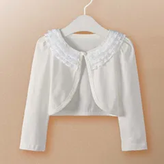 【パール ボレロ 長袖 キッズ】オフホワイト【送料無料】羽織るだけできちんとフォーマルスタイル！可愛いキッズ用ボレロ（カーディガン）です。